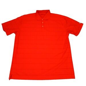 Nike Golf Polo Shirt Mens 2XL XXL Red Striped Short‎ Sleeve Fit Dry